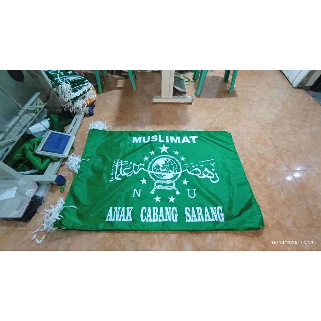 bendera muslimat NU ukuran 90cm x 60cm, bisa rikues tambah tulisan nama cabang