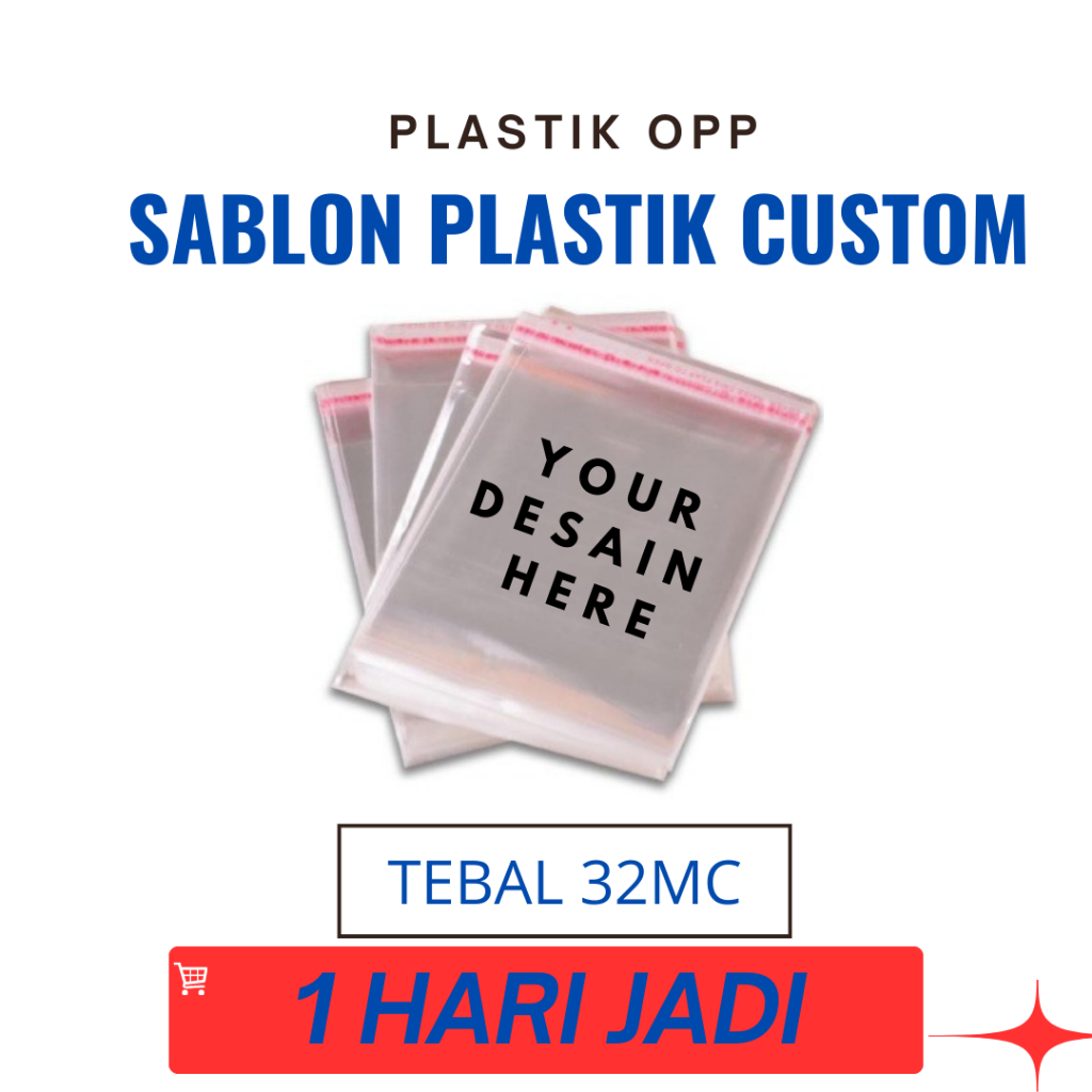 plastik opp 32 micron + plastik sablon custom + sablon plastik baju - celana - koko - hijab dll