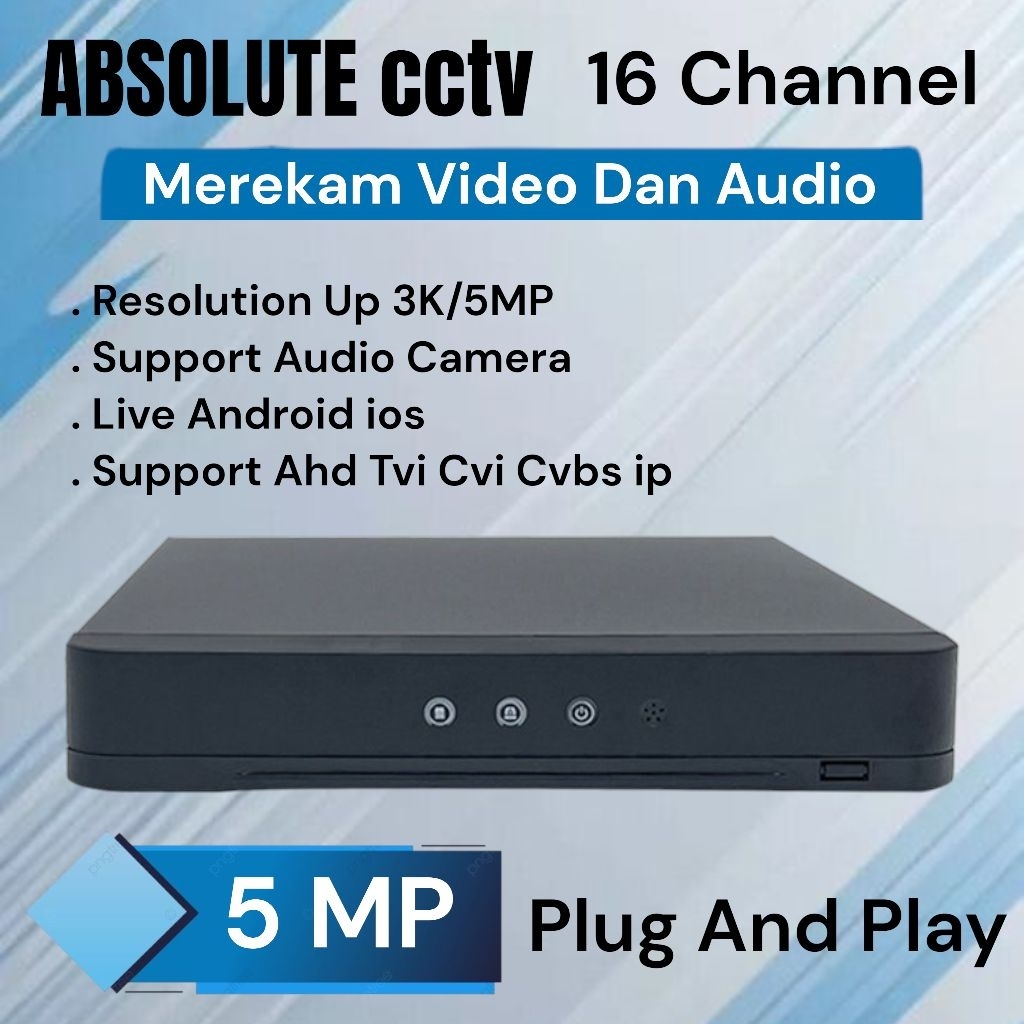 Dvr 16ch 5Mp Hybrid Support Audio Ahd Camera dapat dipantau dari Hp