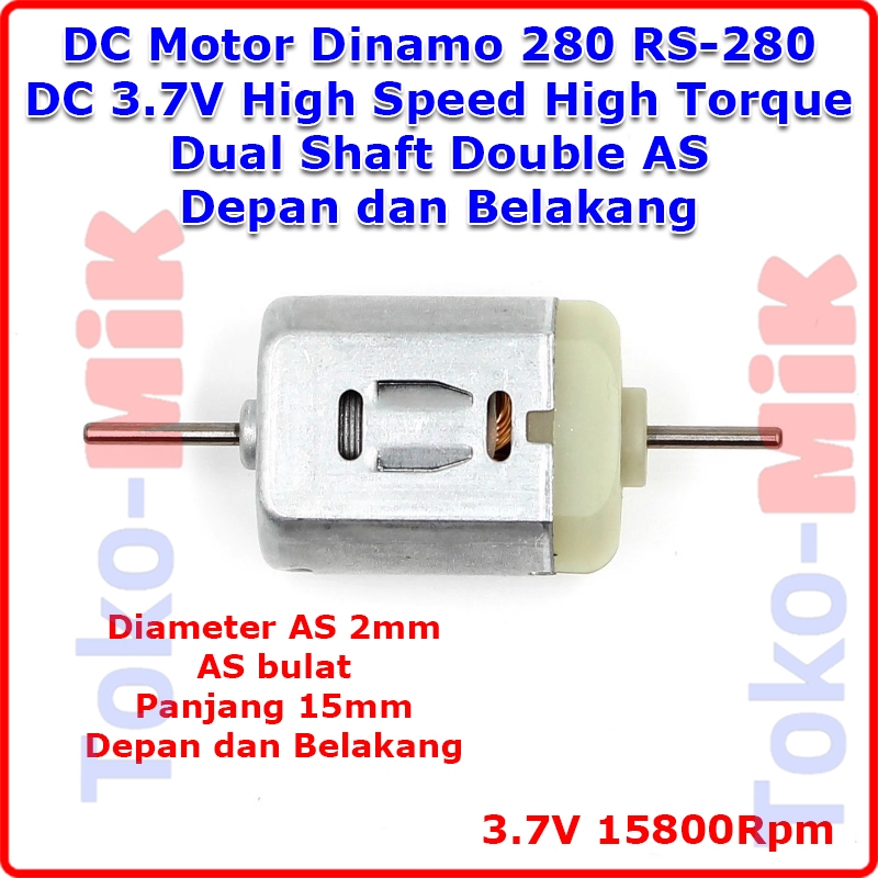 DC Motor Dinamo 280 RS-280 DC 3.7V High Speed High Torque Dual Shaft Double AS Depan dan Belakang