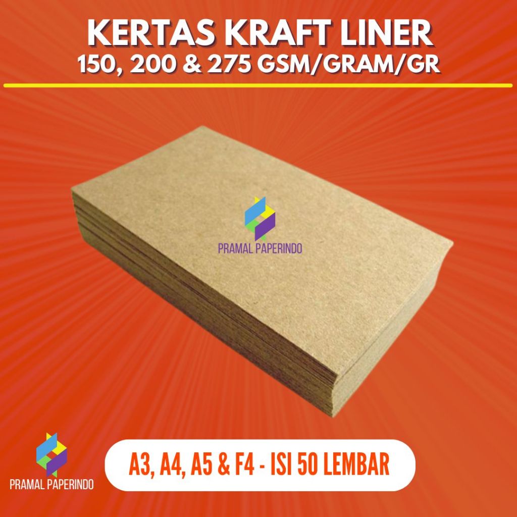 (50 LBR) Kertas Kraft 150 gr, 200 gr, 275 gr A4, F4, A5, A3 & A3PLUS Kertas Coklat & Kertas Amplop