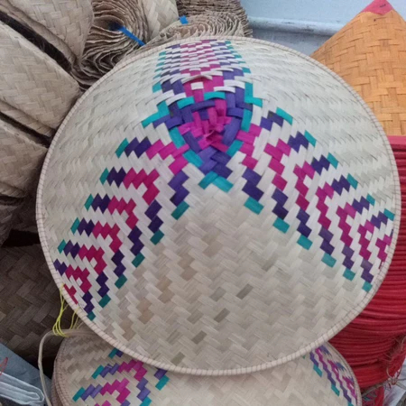 Aksesoris Kepala Topi Caping Bambu Tudung Topi Petani Anyaman Bambu Warna