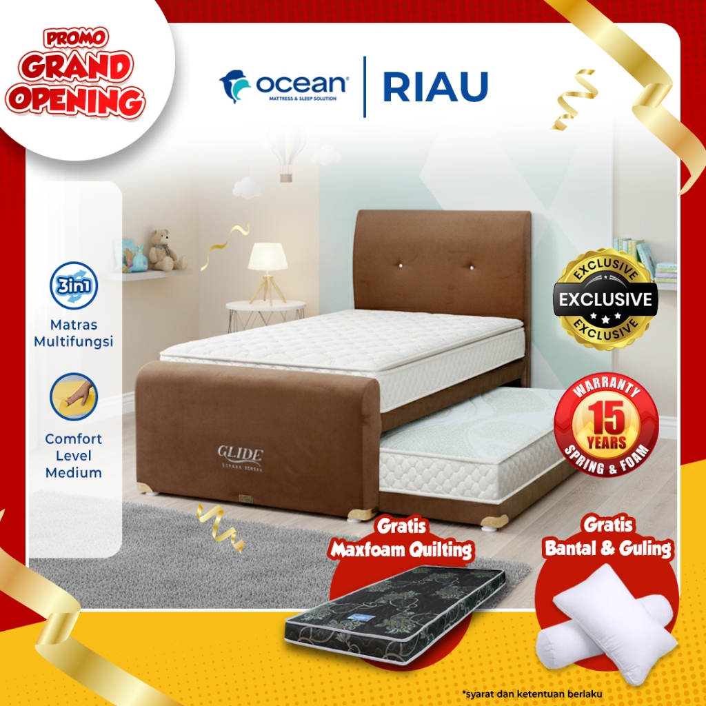 OCEAN SPRINGBED - KASUR DORONG / MATRAS ANAK / BED DORONG 3 IN 1 GLIDE LUNARA SERIES BY OCEAN