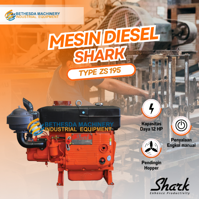 Diesel Engine SHARK R 195 12HP / 12 HP Mesin Penggerak 12 PK