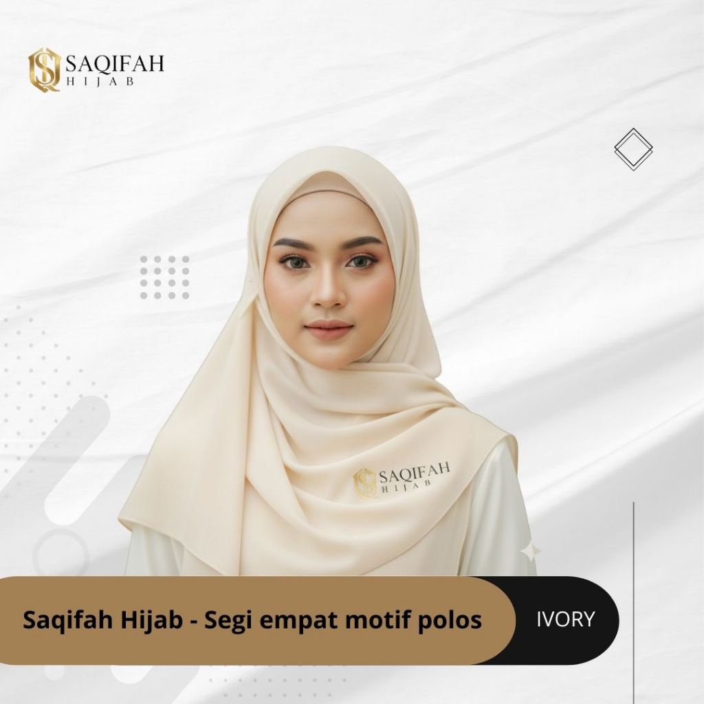 SAQIFAH HIJAB - Segiempat Instant Basic Ivory Adem Anti Kusut - 1 pcs