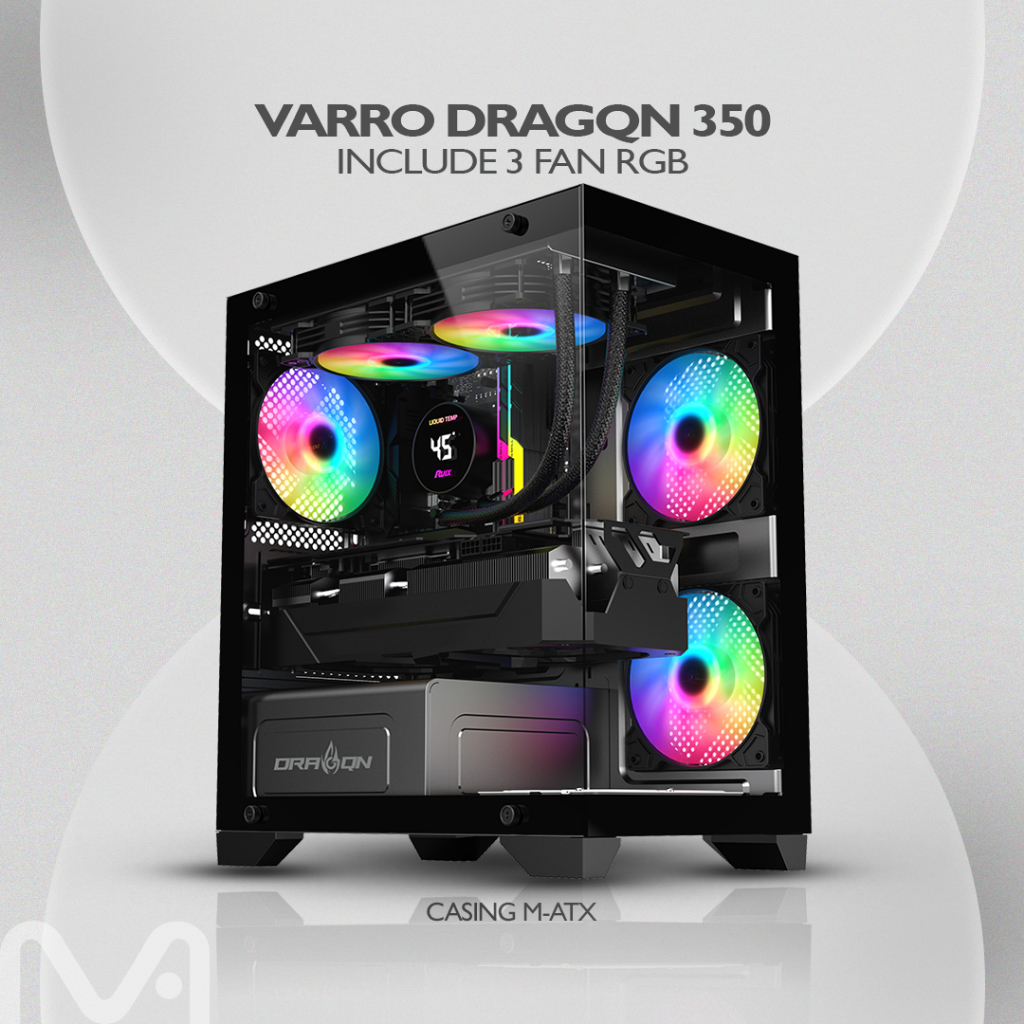 CASING GAMING VARRO DRAGQN 350 INCLUDE 3 Fan RGB