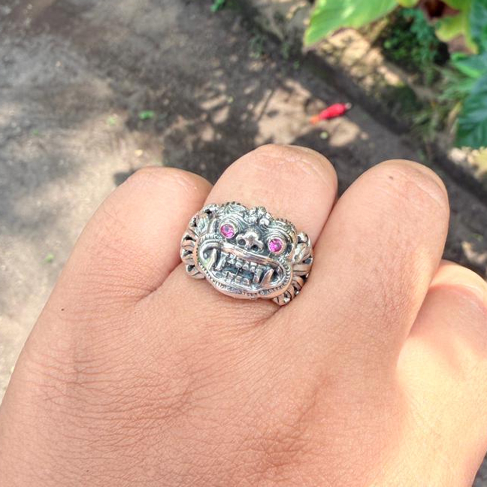 Cincin Ring Perak silver Barong Caling Ukir Lebar Asli 925 Pria Laki Wanita Custom