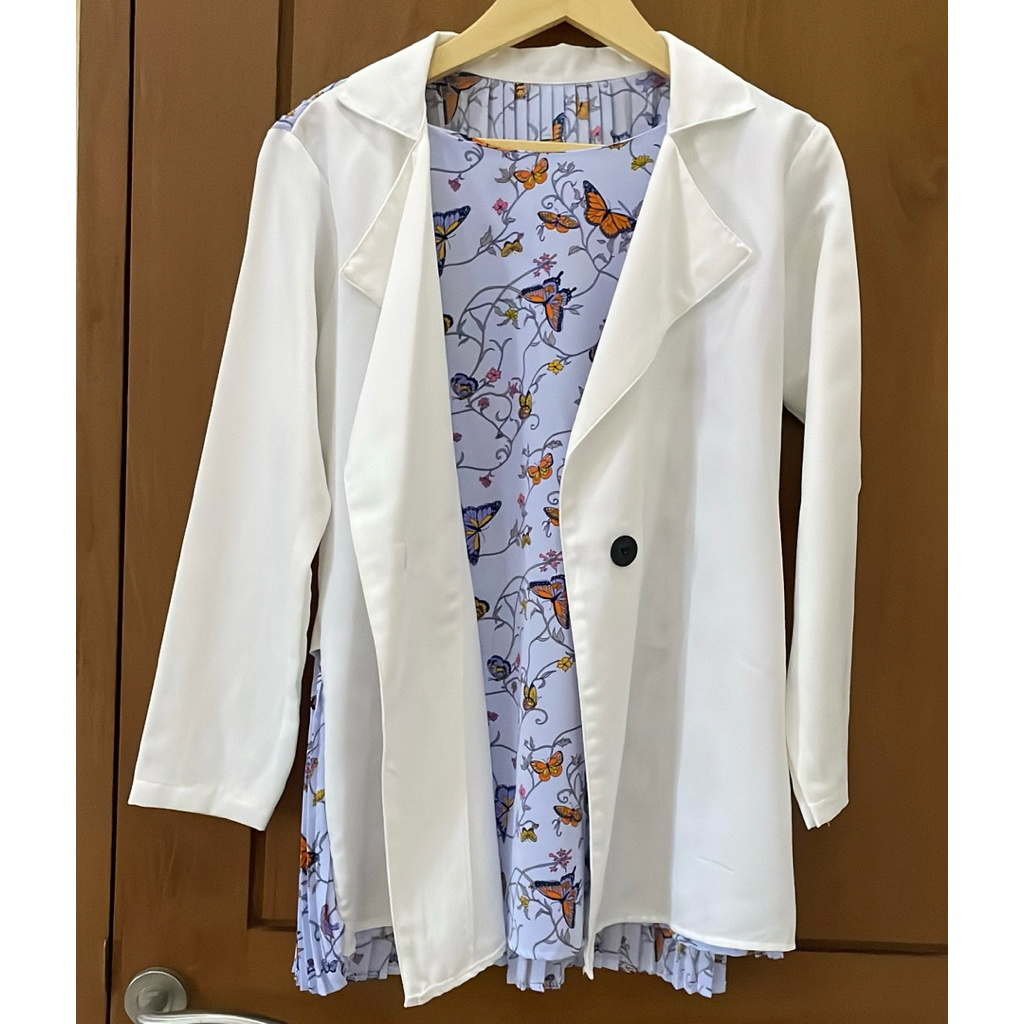 Preloved Mini Dress Kemeja Office Look Blue