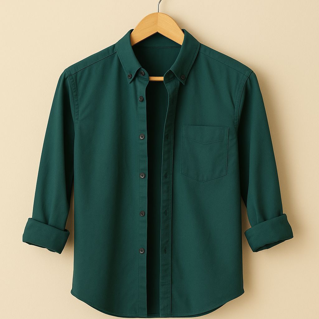 kemeja pria lengan panjang warna emerald green, kemeja pria polos lengan panjang emerald green, keme