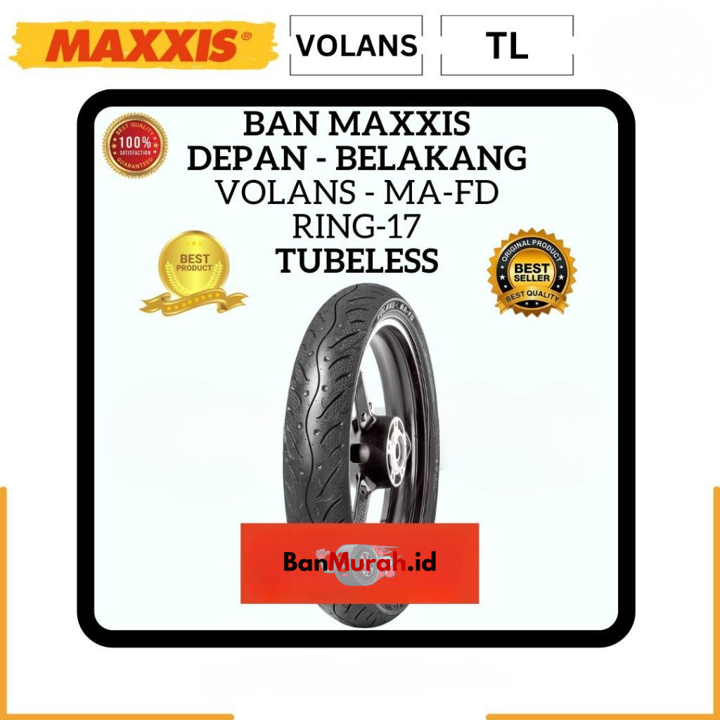BAN LUAR SEPEDA MOTOR MAXXIS MA-FD VOLANS UKURAN 60/80-17 70/80-17 (RING 17 TUBELESS)