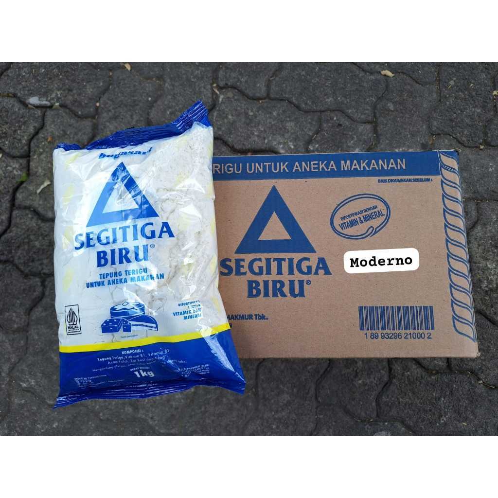 Tepung segitiga biru 1 kg - Tepung terigu segitiga biru 1 kg perkarton