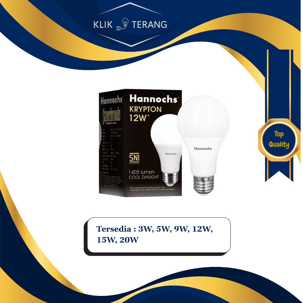Hannochs Bohlam Lampu Bulb LED Krypton Cahaya Putih Terang