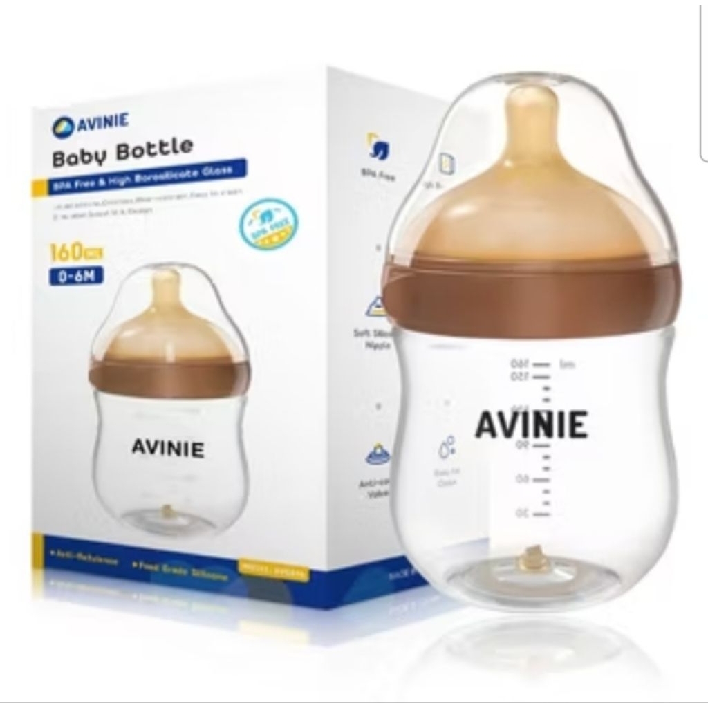 AVINIE Dot Bayi Botol Susu Kaca Anti Kolik Botol 160Ml