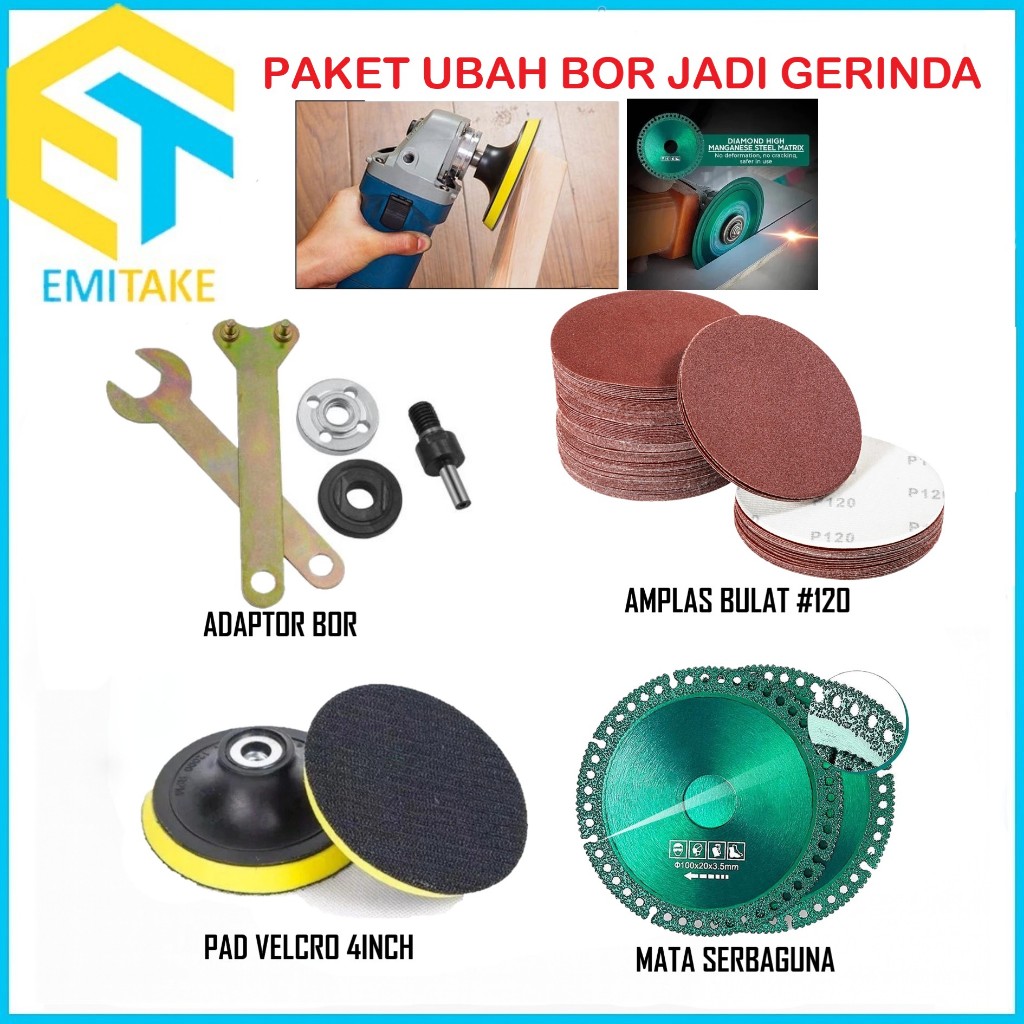 Paket Lengkap Adaptor Mesin Bor Jadi Amplas Dan Circular Potong Kayu Besi Keramik Multifungsi