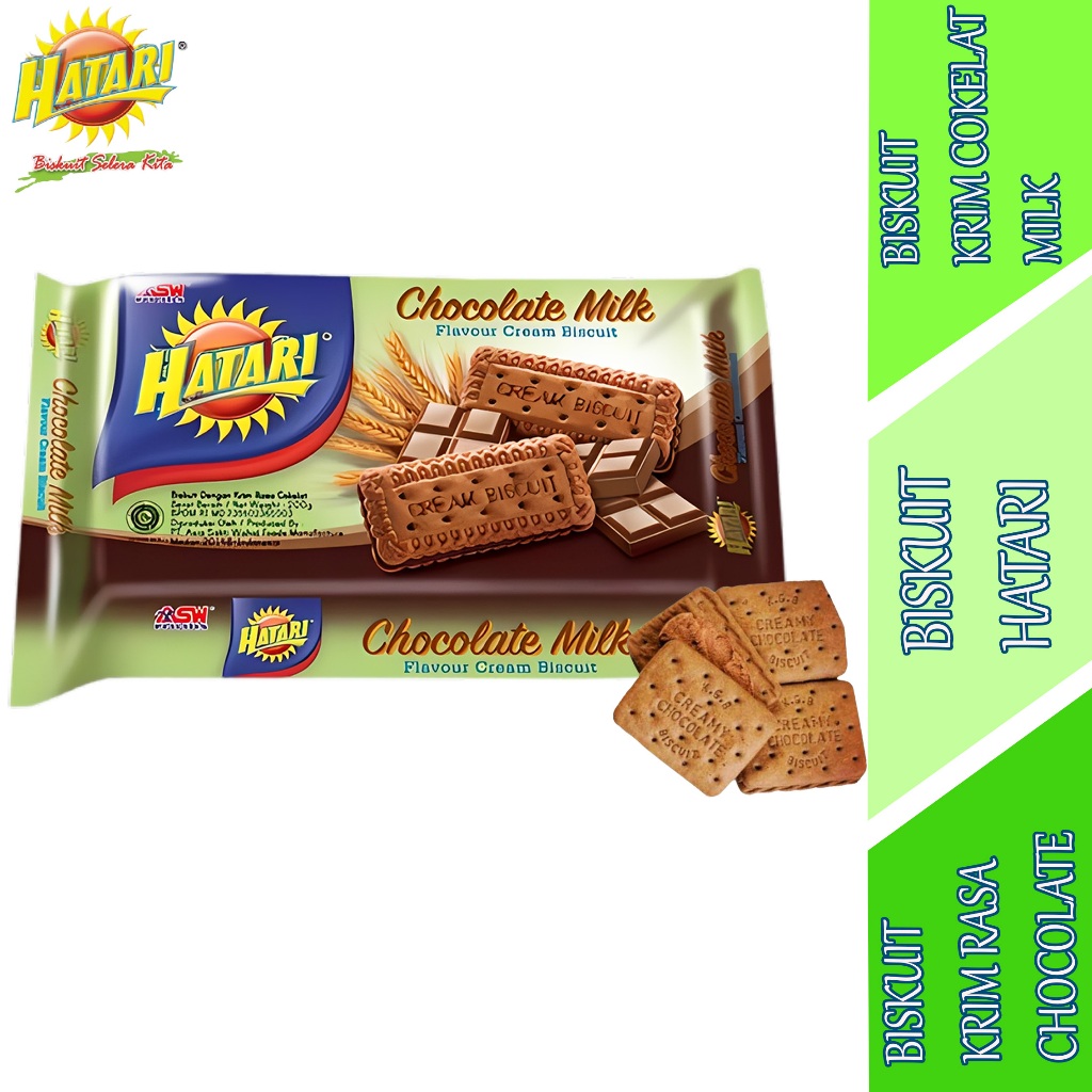 Biskuit Rasa Krim Cokelat - Biskuit Hatari - Biskuit Cream Chocolate Milk - 190gr