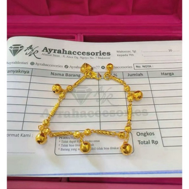 Ayrahaccesories gelang bambu lapisan emas 24k