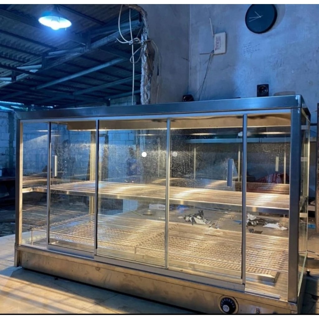 Etalase fried chicken 120×60×50 cm | Food warmer display | etalase stainless steel