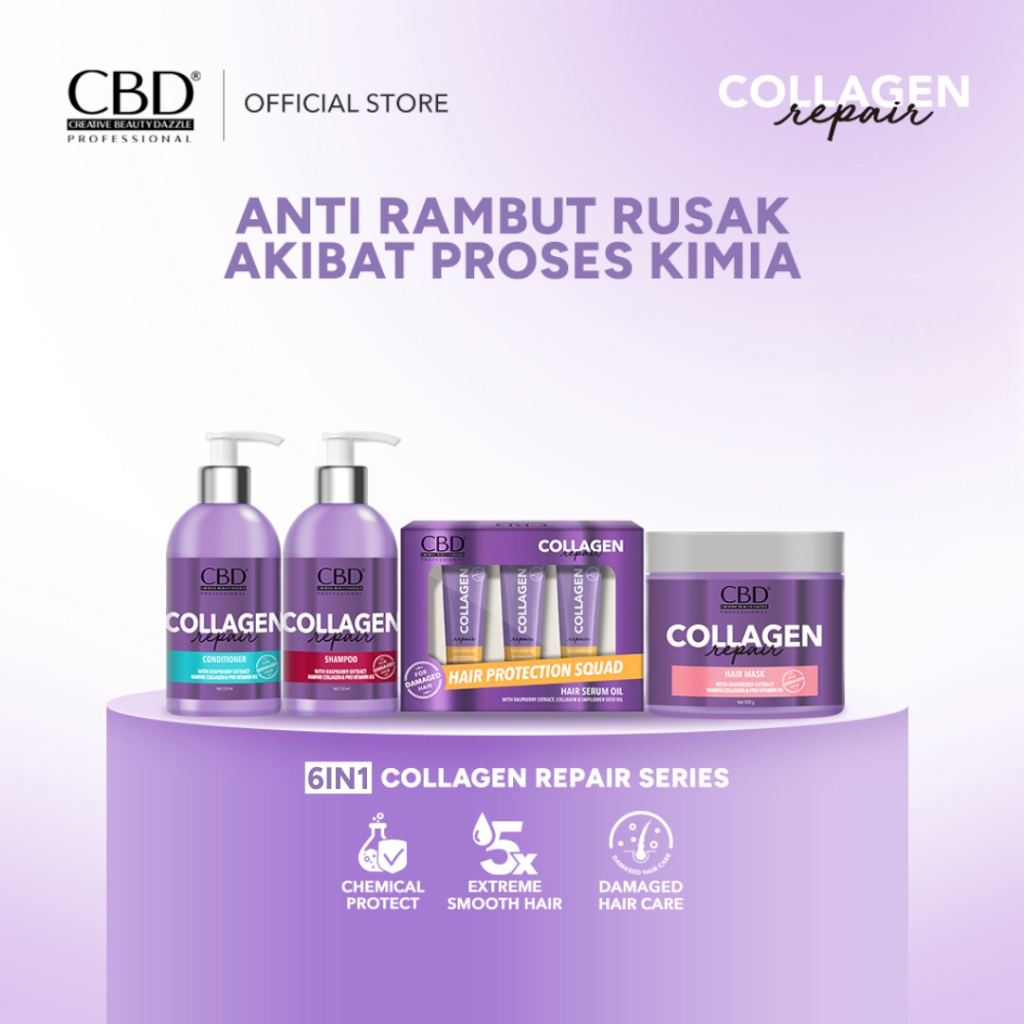 CBD Collagen Bundle Paket Perawatan Rambut Rusak [Shampoo + Conditioner + Hair Mask + Hair Serum Oil