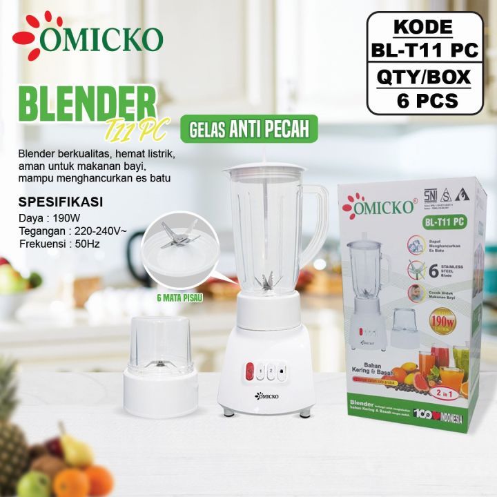BLENDER KACA PLASTIK OMICKO HC RINREI PELUMAT BLENDER BUAH DAGING BUMBU JUS BLENDER 2 IN 1