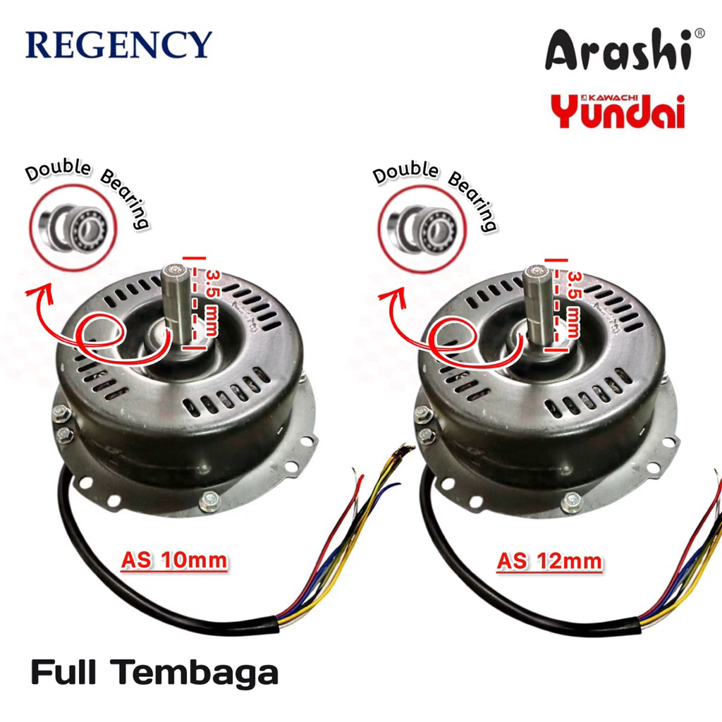 Dinamo Kipas Angin Arashi Corona Regency Tornado 20 inch AS 10mm -  AS 12mm Double Bearing Full Temb
