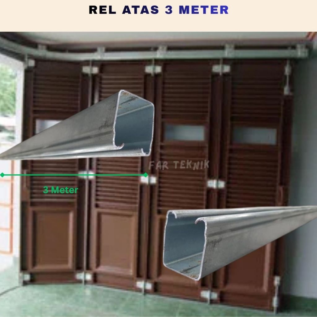 Bilu_Ciaw Paket Lengkap Asesoris Pintu Garasi Tikung 4 5 6 Daun Rel Atas Bawah 3M, Belokan