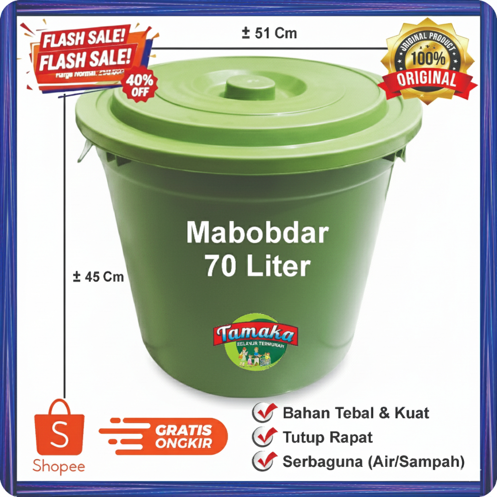 TONG AIR MABOBDAR 70 LITER/ TONG AIR + TUTUP/ TONG AIR SERBAGUNA/ EMBER BESAR SERBAGUNA