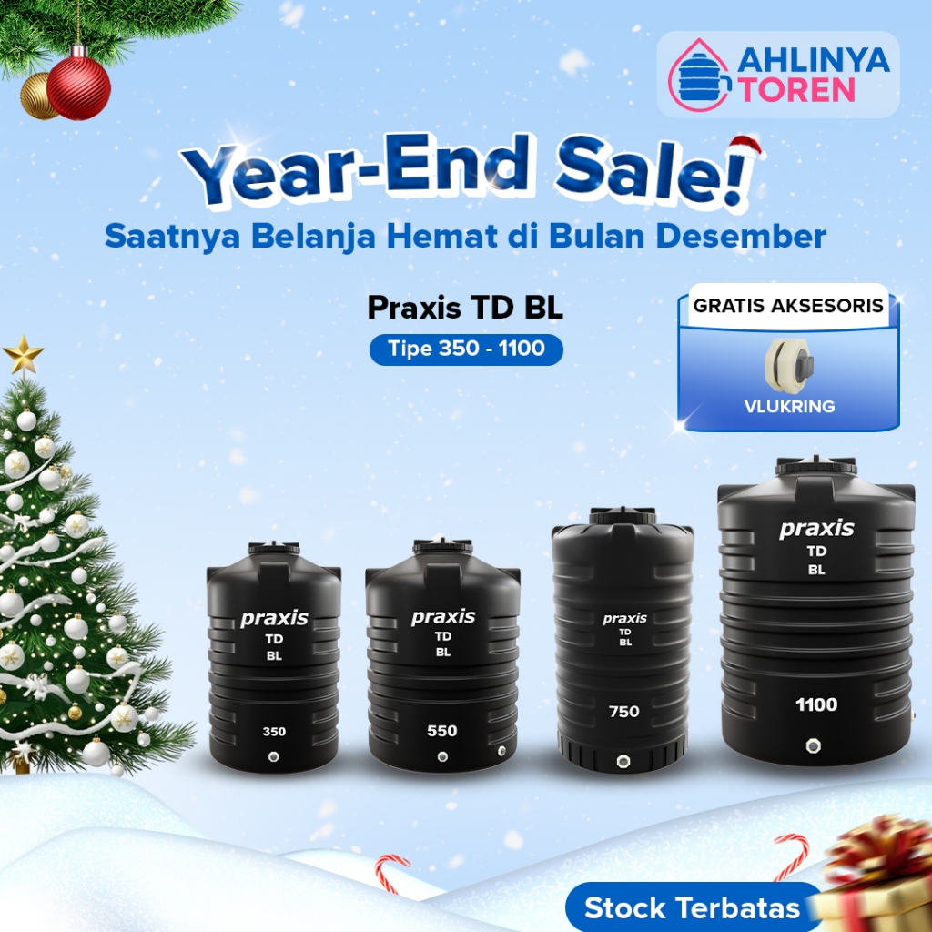 Tandon Toren Tangki Air PRAXIS 350 - 1100 Liter Anti Lumut Termurah dan Kuat