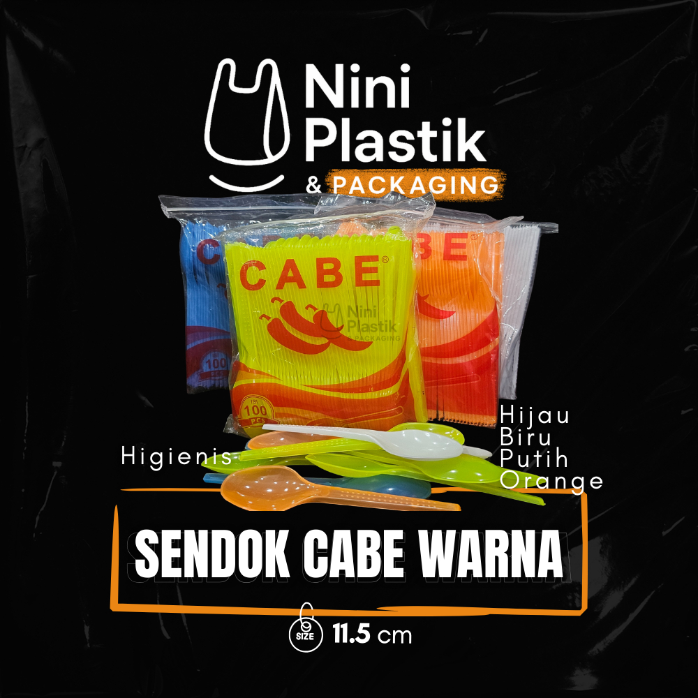 Sendok Teh/ Kopi Cabe Warna Plastik 11.5 cm | Isi 100 Pcs – Nini Plastik & Packaging
