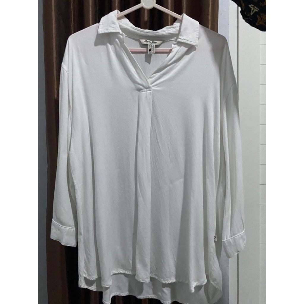 Preloved Blouse Remix Jeans (Putih)