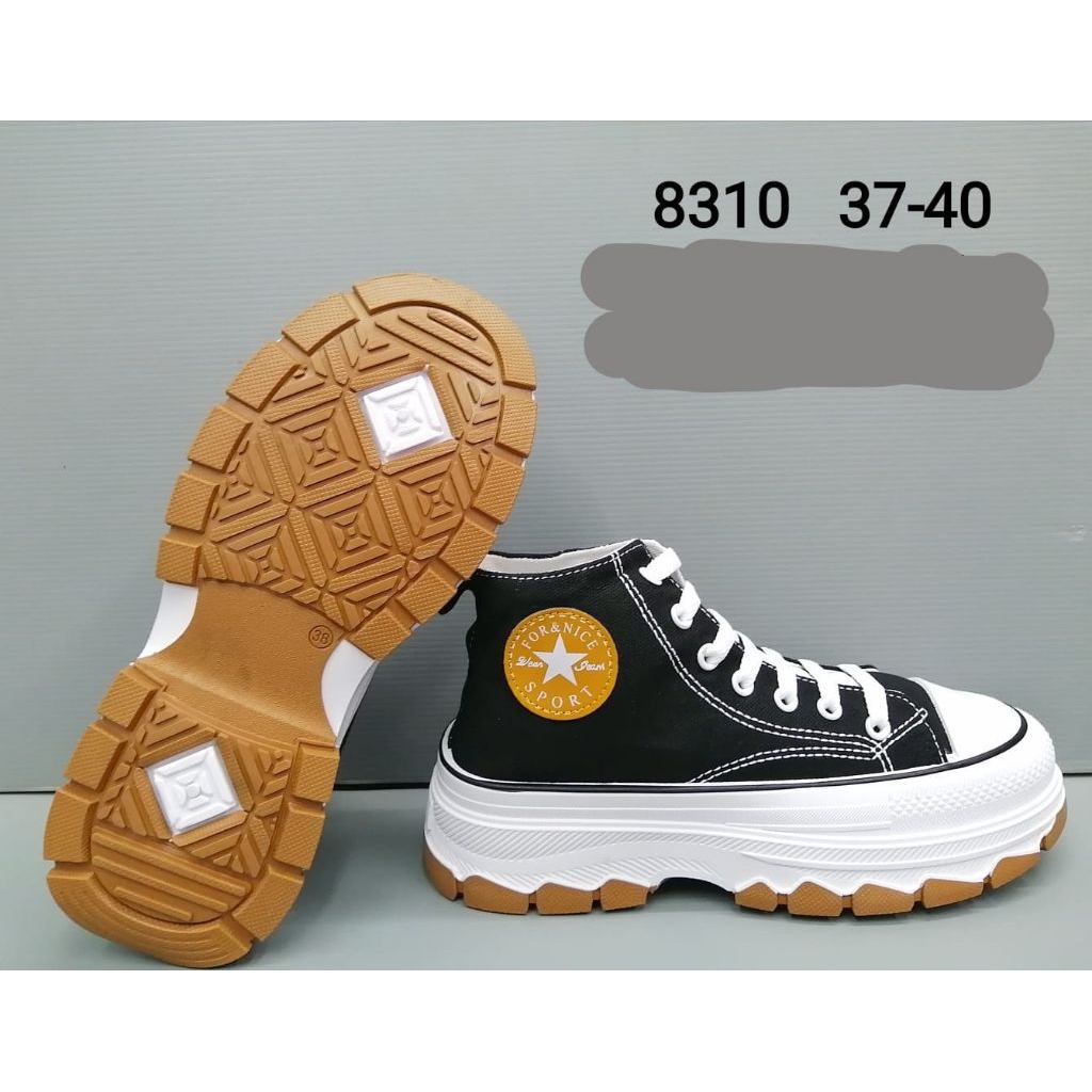 SEPATU WANITA / SEPATU BOOT TALI HITAM PUTIH 8310