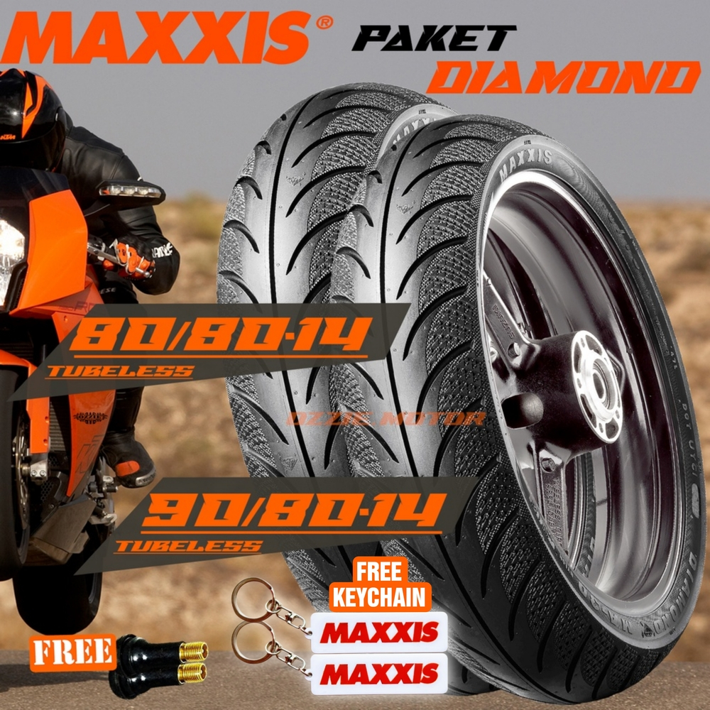 PAKET BAN MAXXIS DIAMOND 80/80-14 & 90/80-14 BEAT FINO MIO VARIO