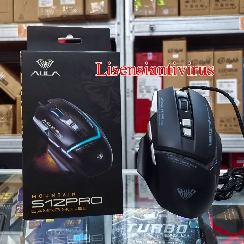 AULA S12 Pro Mouse 12800 DPI Drag Gamer Mouse RGB Backlit 8 Programmable Buttons Supports DIY Keybin