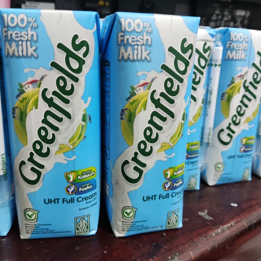 Susu UHT Full Cream Greenfields 250ml 100% Fresh Milk