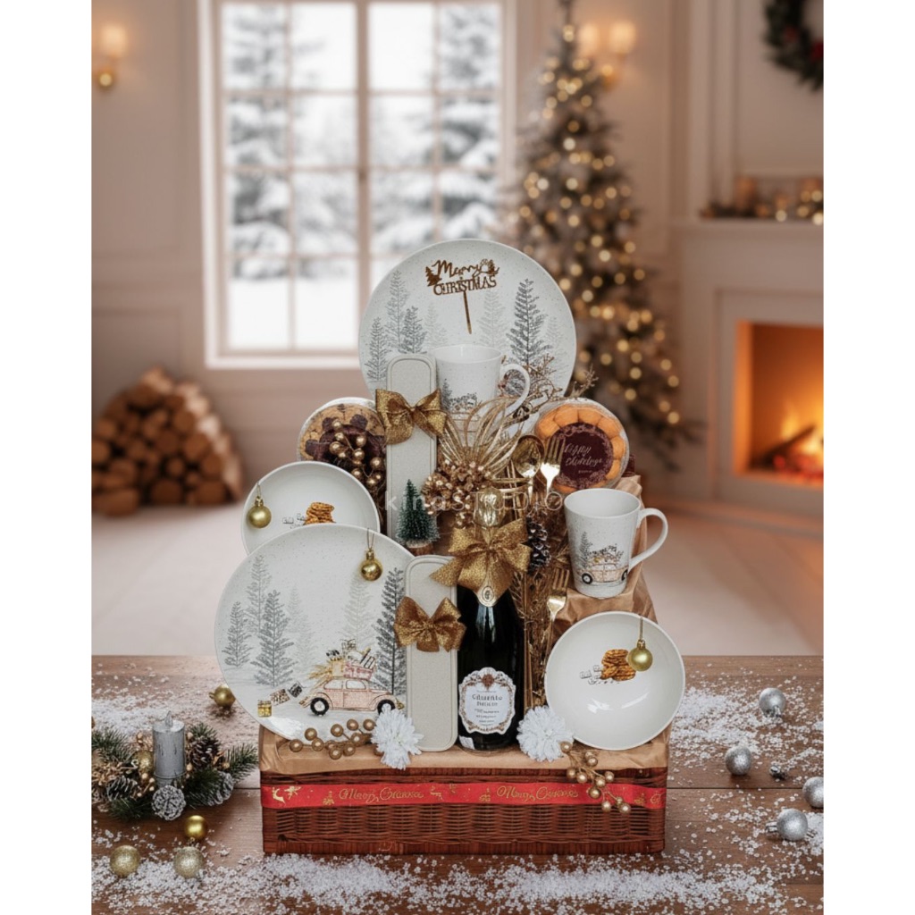 PARCEL NATAL KERAMIK DINNER SET PREMIUM, Hampers Natal Premium, Parcel Natal Mewah
