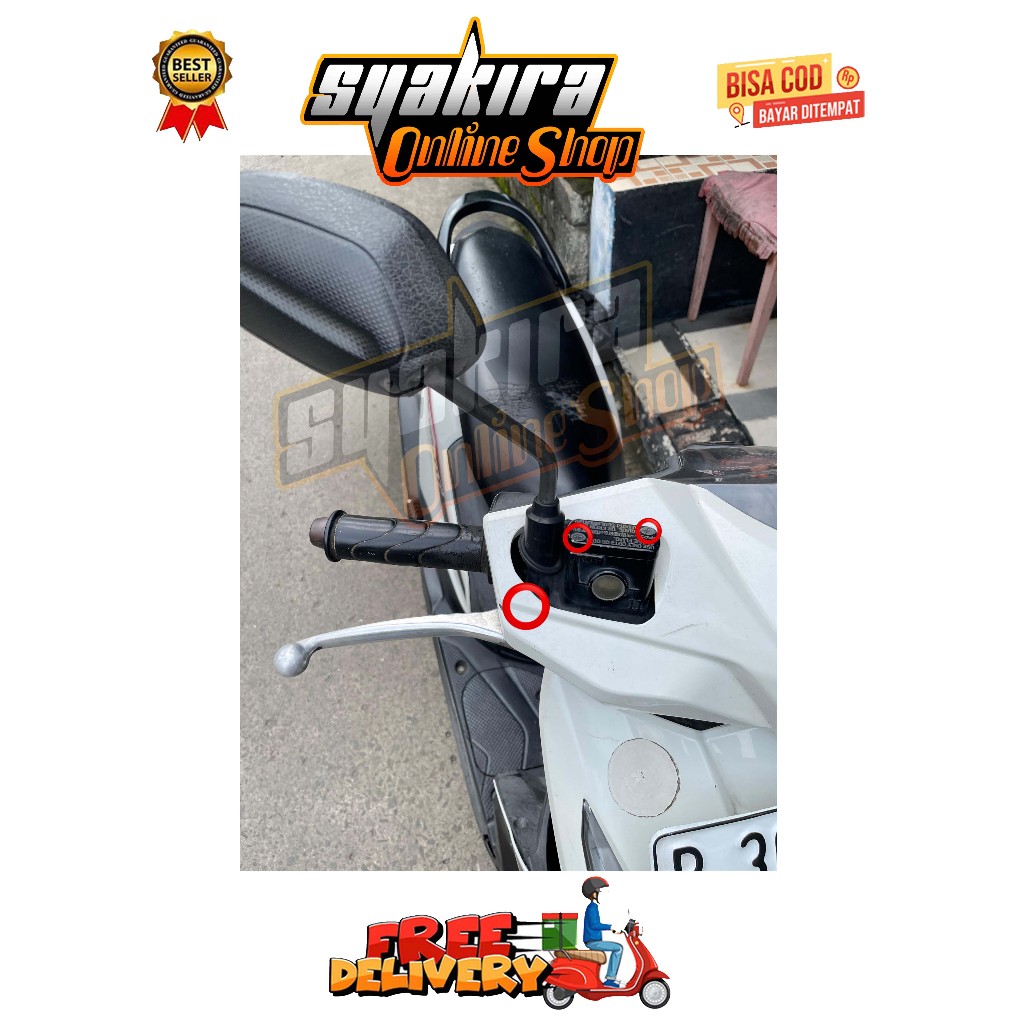 BAUT HANDLE KANAN + TUTUP MASTER REM ( 3 BAUT + 1 MUR ) BEAT SCOOPY KARBU FI ESP SPACY VARIO 110 TEC