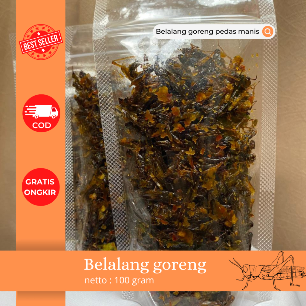 Belalang/Walang beras/belalang kecil-kecil Goreng/Pedas Manis/Extra pedas