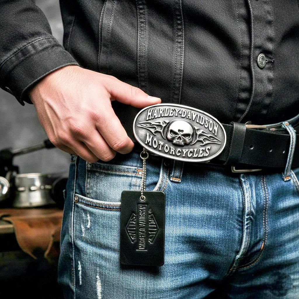 Sabuk Buckle with Belt Skull Harley