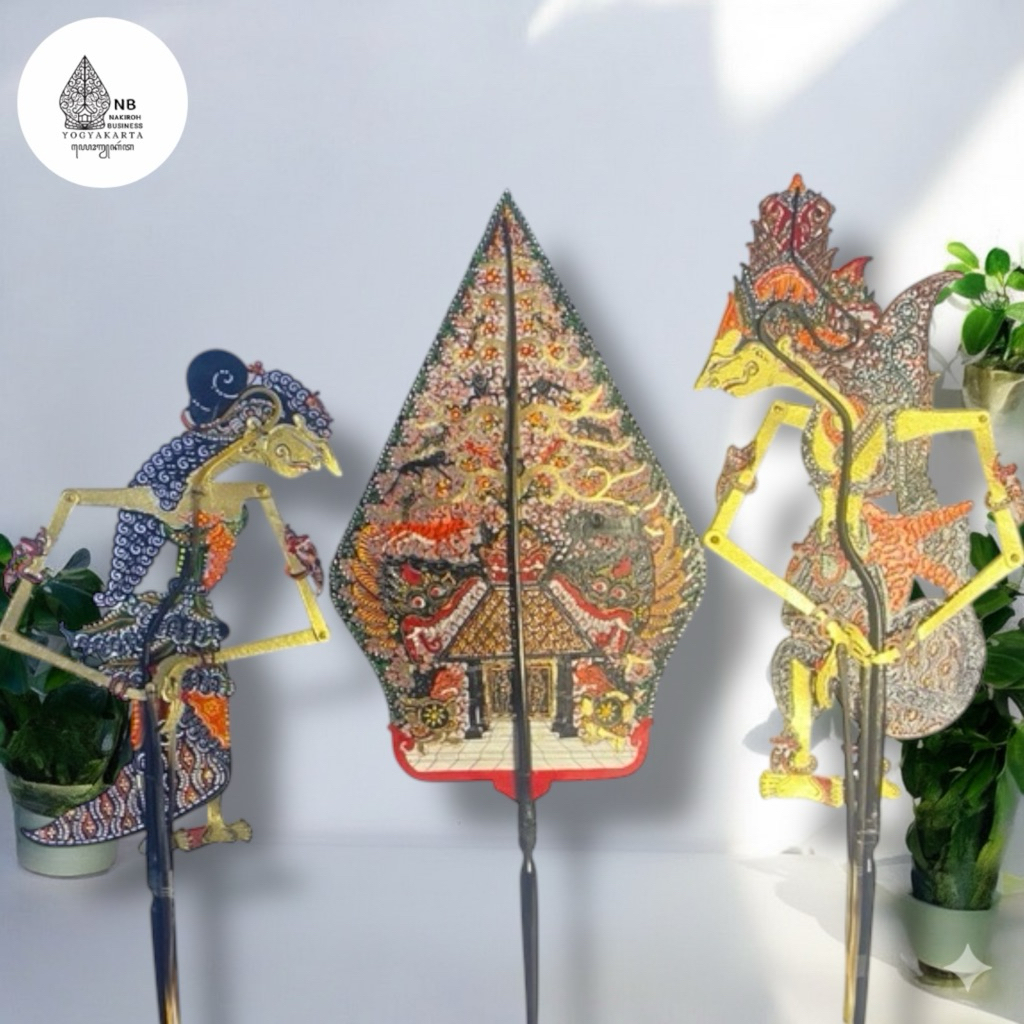 NAKIROHBUSINESS Wayang Kulit Kidangan Super Halus - Wayang Tokoh Rama Shinta Gunungan 30cm