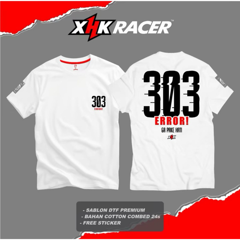 TSHIRT KAOS KATA KATA 303 EROR GA PAKE HATI DTF MERAH
