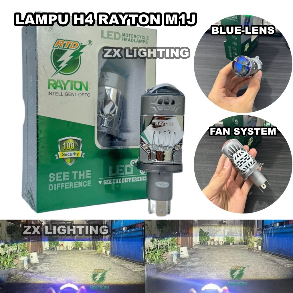 Lampu Mini Laser Biled Projector H4 M1J RTD Rayton Bluelens 50 Watt Kipas Pendingin