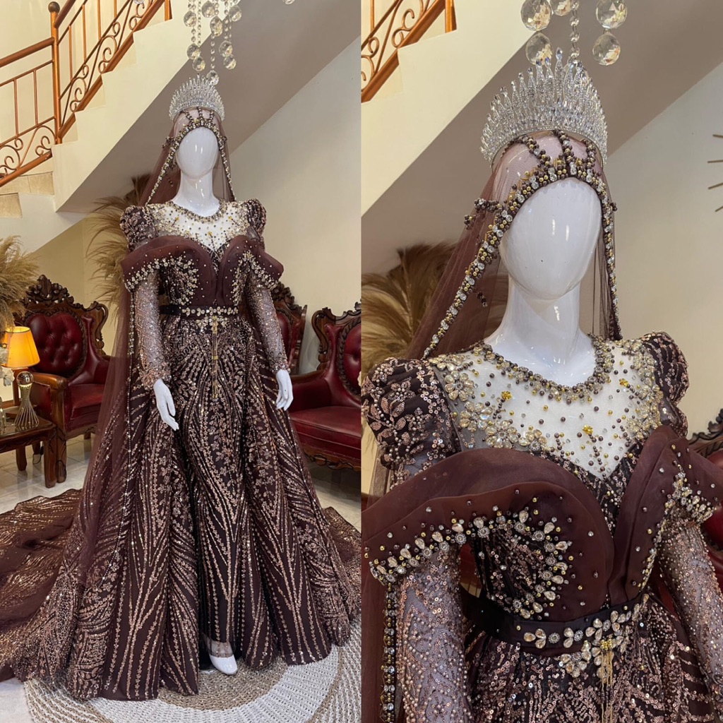 Gaun pengantin slim full payet | Gaun slim pengantin | Gaun pengantin slim wedding