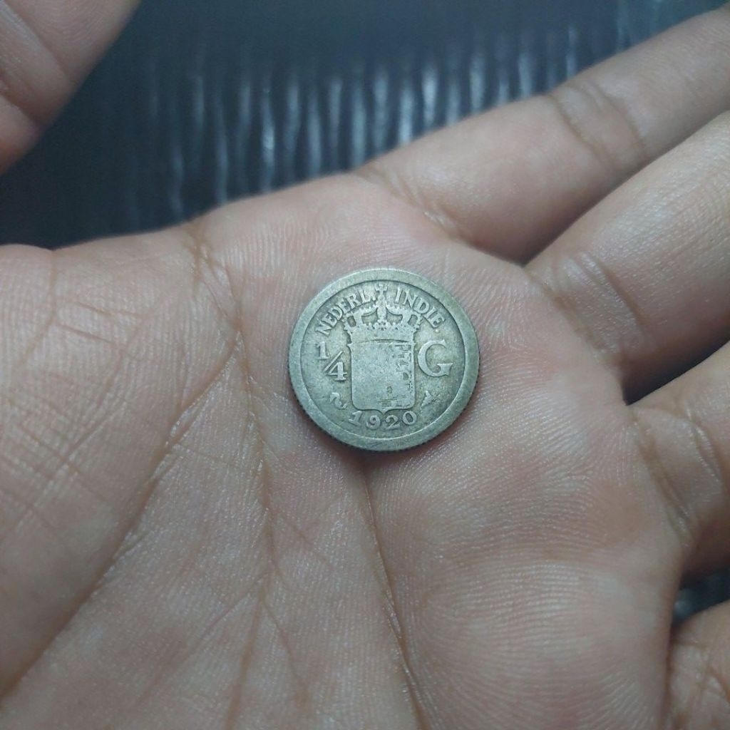 Koin perak 1/4 Gulden 1920 asli