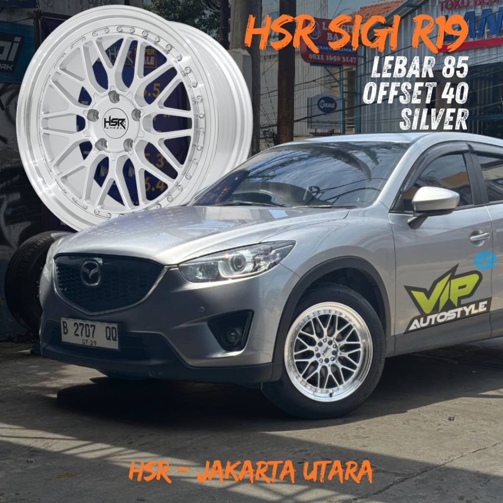 Modifikasi Mobil MAZDA CX-5 X Velg SIGI Ring 19 Pcd 10X100-114,3 ET40 SILVER DASH MACHINE LIP