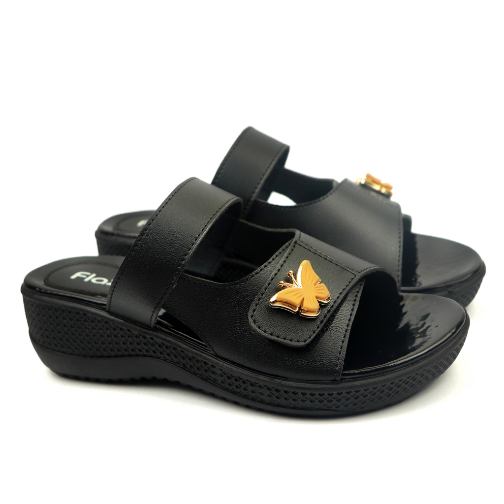 Flazo Sandal Wanita Wedges Sandal Cewek Slip On Kekinian Kondangan Model Terbaru