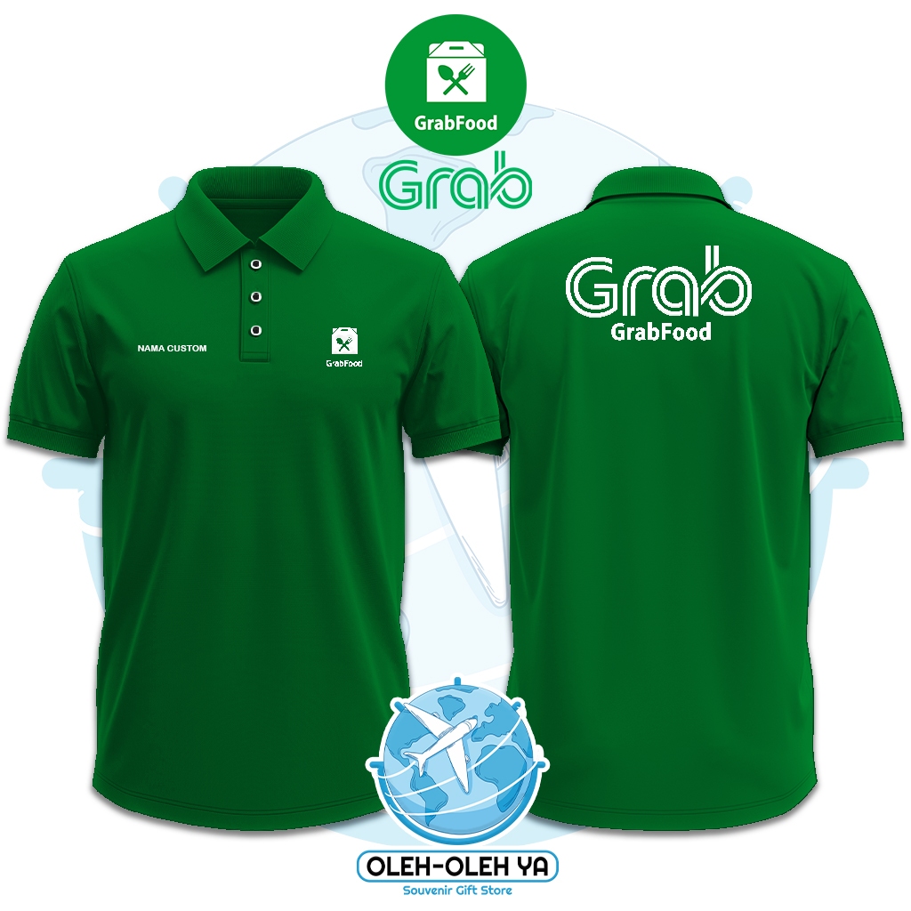 Oleh Oleh Ya Kaos Kerah Wangki Polo Shirt Kaos Kerja Wangki - Grab Food Driver Online - Sablon DTF B