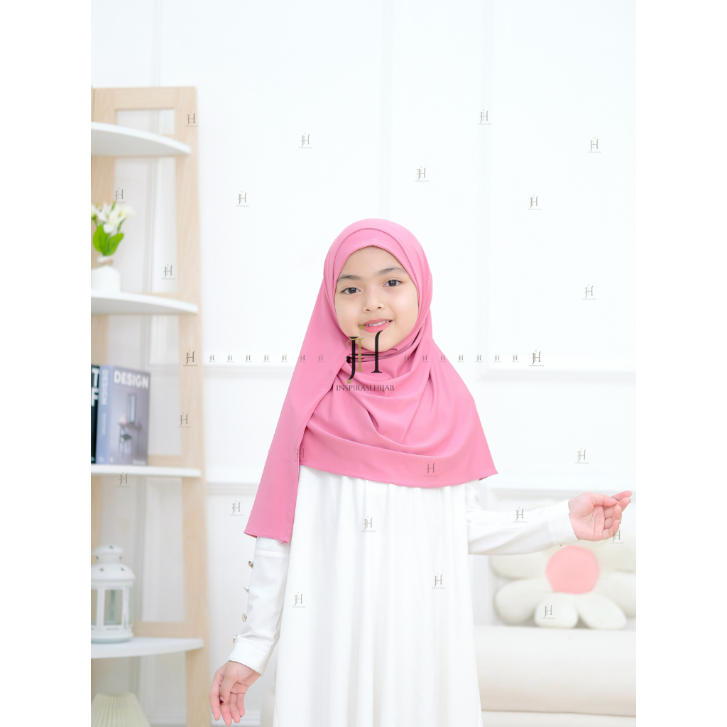 HIjab Pashmina Instan anak 2 in 1,Hijab Pashmina instan anak 6-13 Tahun