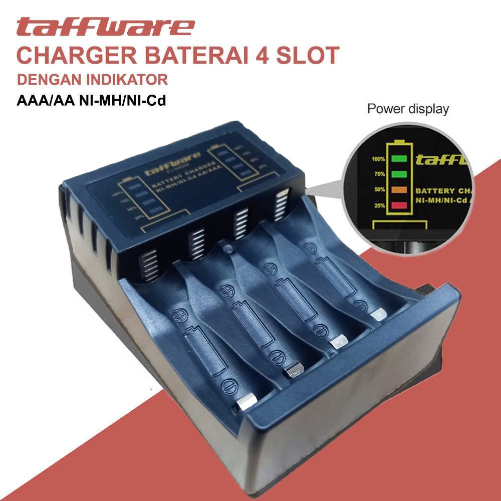 GegedDigital - Taffware Charger Baterai 4 Slot AAA AA Ni-MH Ni-CD PJ-N4008 dengan Indikator LED dan 