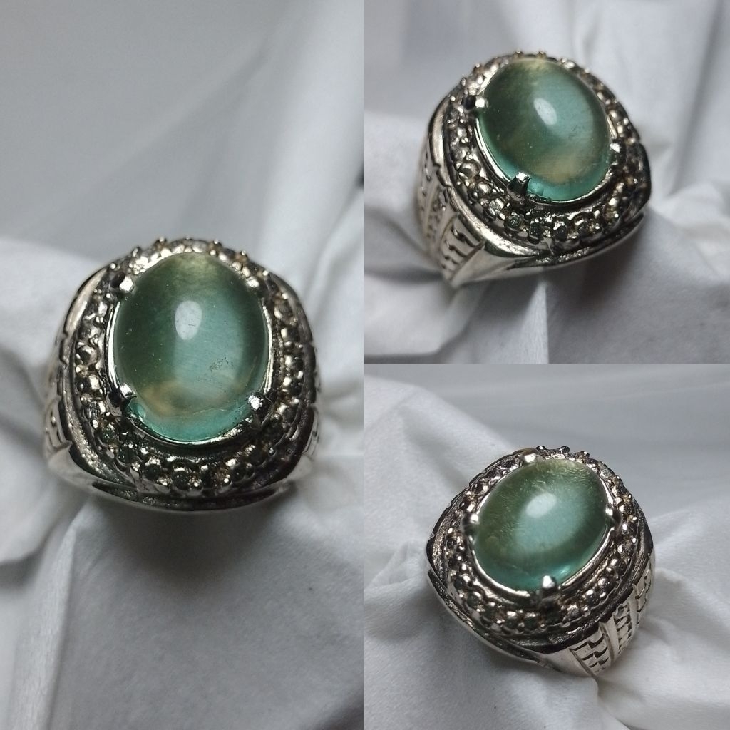 Batu cincin kinyang daun natural Rock crystal obsidian Cc16