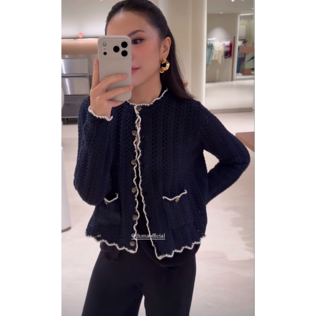 New Edna Positano Esme Cardigan Cream Pufu Blouse White Giara Top Light Dark Oson Denim Outer Blue W