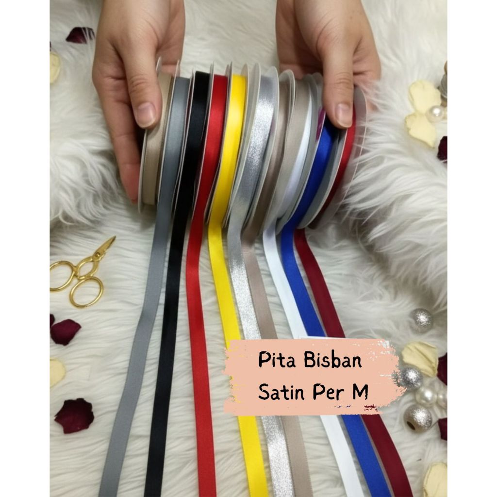Pita Bisban Satin Polos 12mm – Pinggiran Kain & Hiasan Jahit (Per 1 Meter)